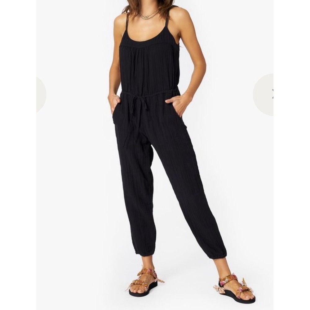 Xirena Women's Size Medium Jayden Cotton Gauze Jumpsuit Black 200